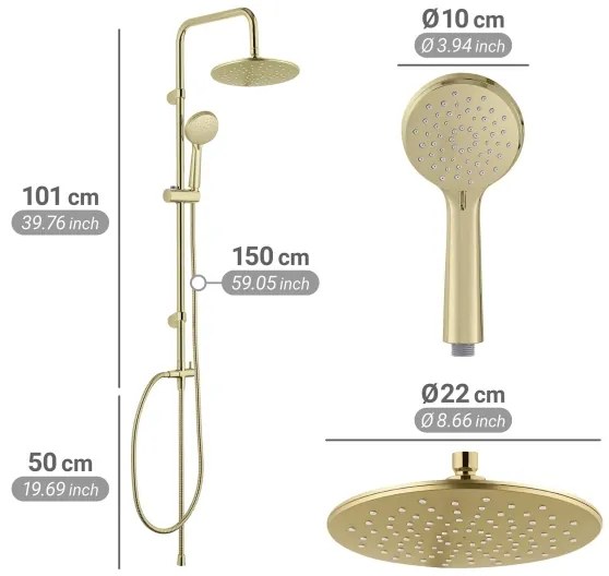 WENKO 26182100 - Sistema doccia YOUNG LINE 101 cm dorato