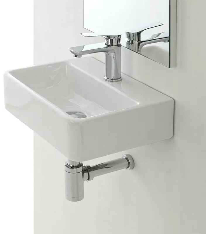 Lavabo Sospeso Rettangolare in Ceramica 40 x 29,5 cm Bianco Lucido