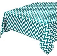 Tovaglia Antimacchia Cucina 135x230 cm Zig Zag Bordata Cotone Plastificato Copritavolo Verde