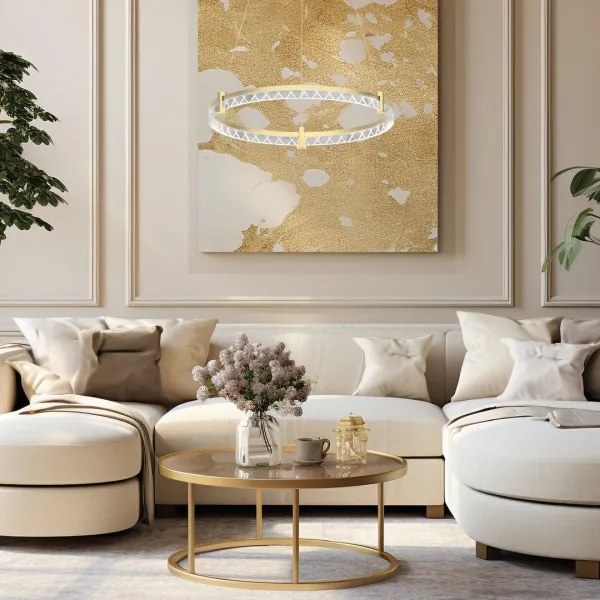 Lampadario LED a sospensione con filo ELEGANCE LED/36W/230V diametro 60 cm oro