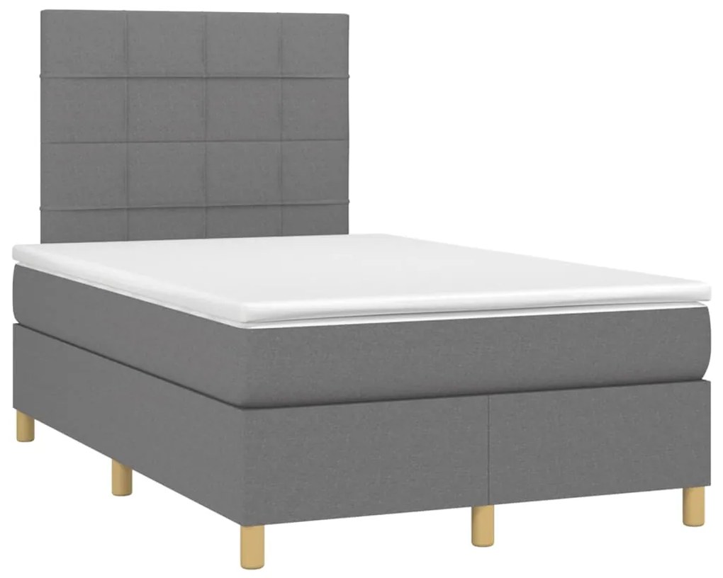 Letto a molle materasso e led grigio scuro 120x190cm in tessuto