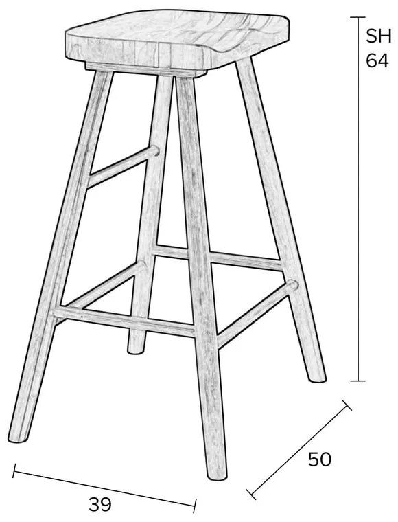 Sedia da bar nera in rovere massiccio (altezza della seduta 65,5 cm) Vander – White Label