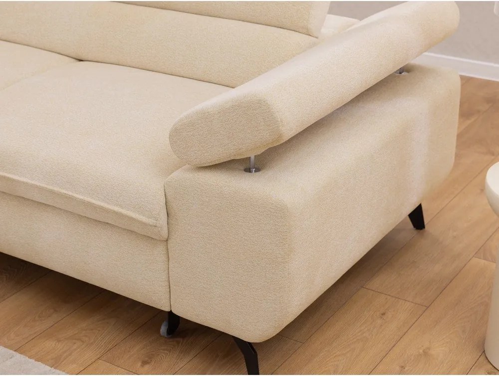 Divano angolare color crema (con penisola a sinistra/a L) con rivestimento in ciniglia Marbeya – Ropez