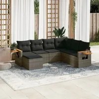 Set Divani da Giardino 7 pz con Cuscini Grigio in Polyrattan 3259449