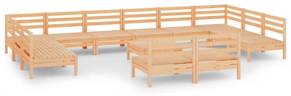 Set Salotto da Giardino 13 pz in Legno Massello di Pino