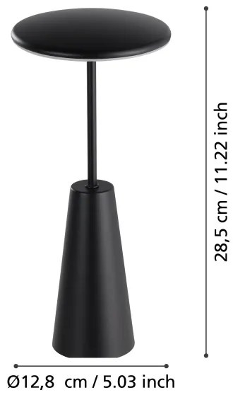 Eglo 900925 - Lampada LED dimmerabile da esterno PICCOLA 2,8W/5V 5200mAh IP54 nero