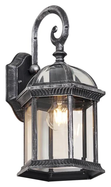 Lampada da parete da esterno classica argento antico IP44 - Glasgow