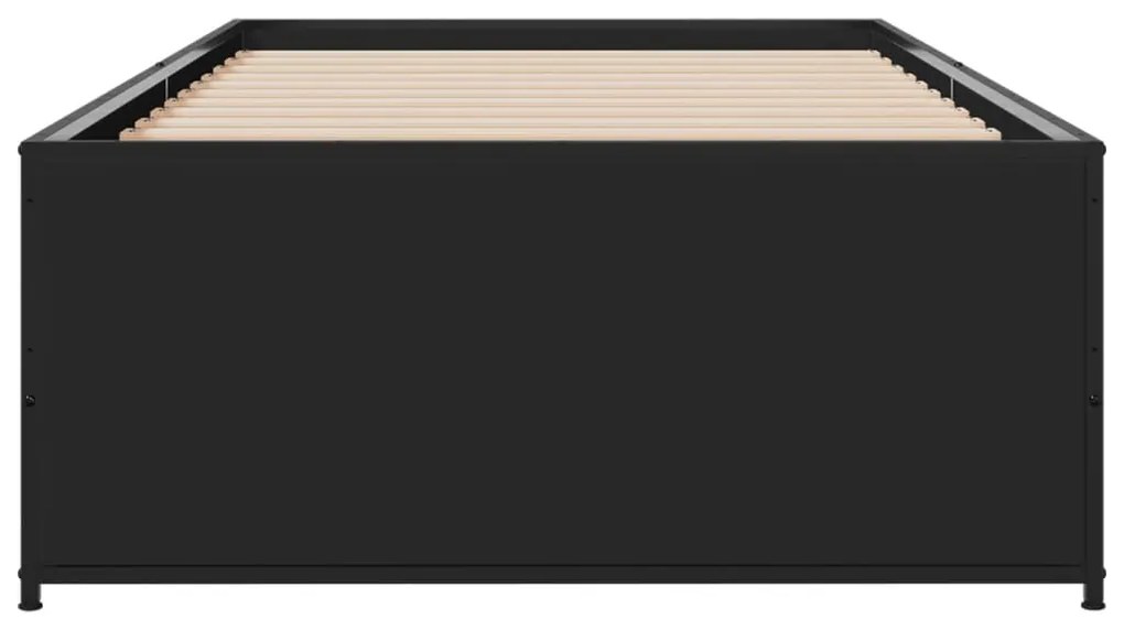 Giroletto nero 90x190 cm in legno multistrato e metallo