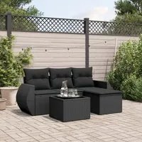 Set Divani da Giardino 5 pz con Cuscini in Polyrattan Nero 3253612