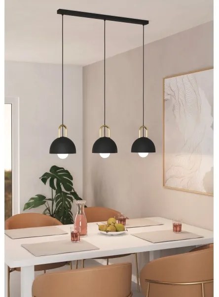 Eglo 99694 - Lampadario su corda CALMANERA 3xE27/40W/230V nero