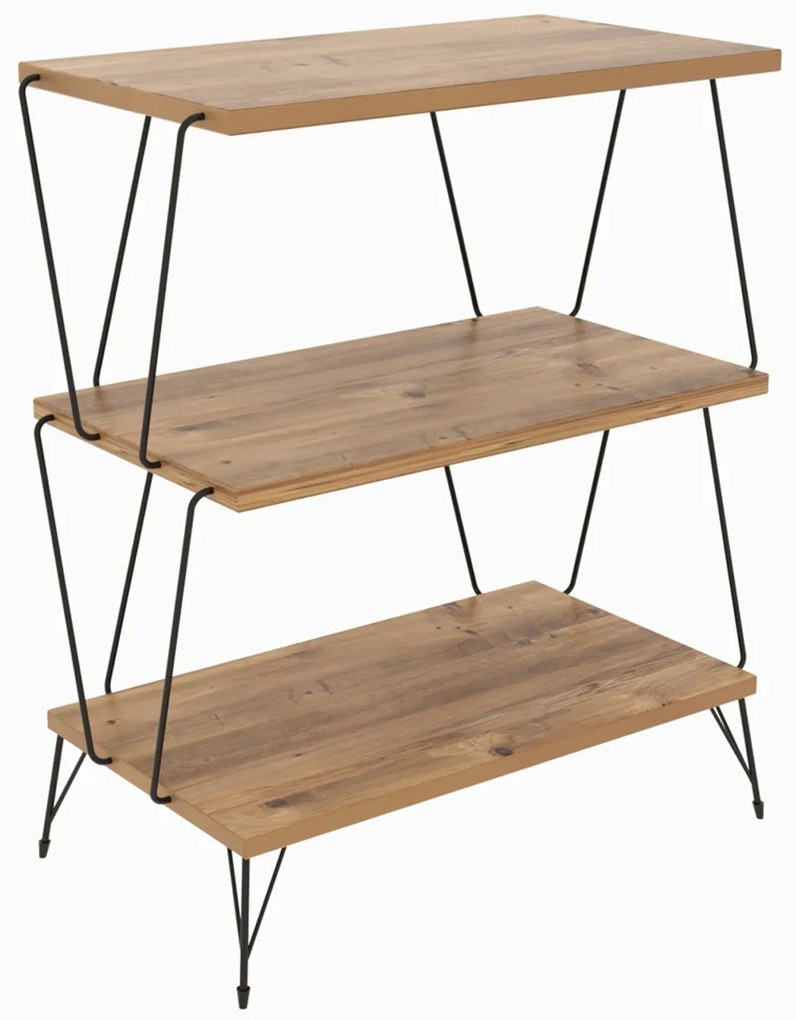 Tavolino 3 ripiani in legno 46x76x30 cm