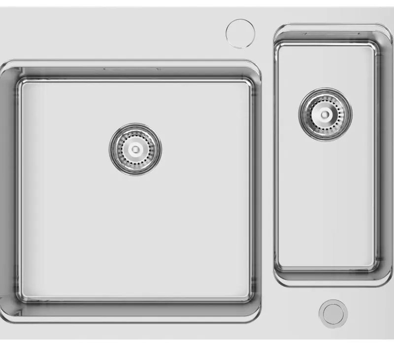Lavello semincasso 2 vasche RODI Una Reverse 65 inox L 50.5 x L 65 x P 20 cm argento