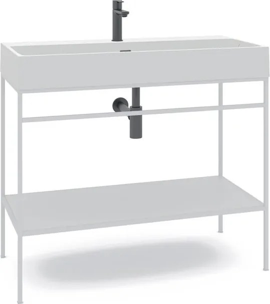 Mobile bagno da terra con lavabo mensola laccato bianco opaco  e porta asciugamani  l.100*h.77*p.45,5cm.