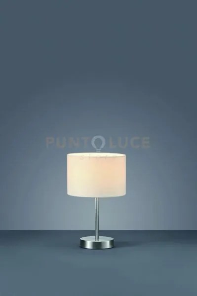 Hotel lampada da tavolo acciaio e paralume bianco h 32cm 1 luce att...