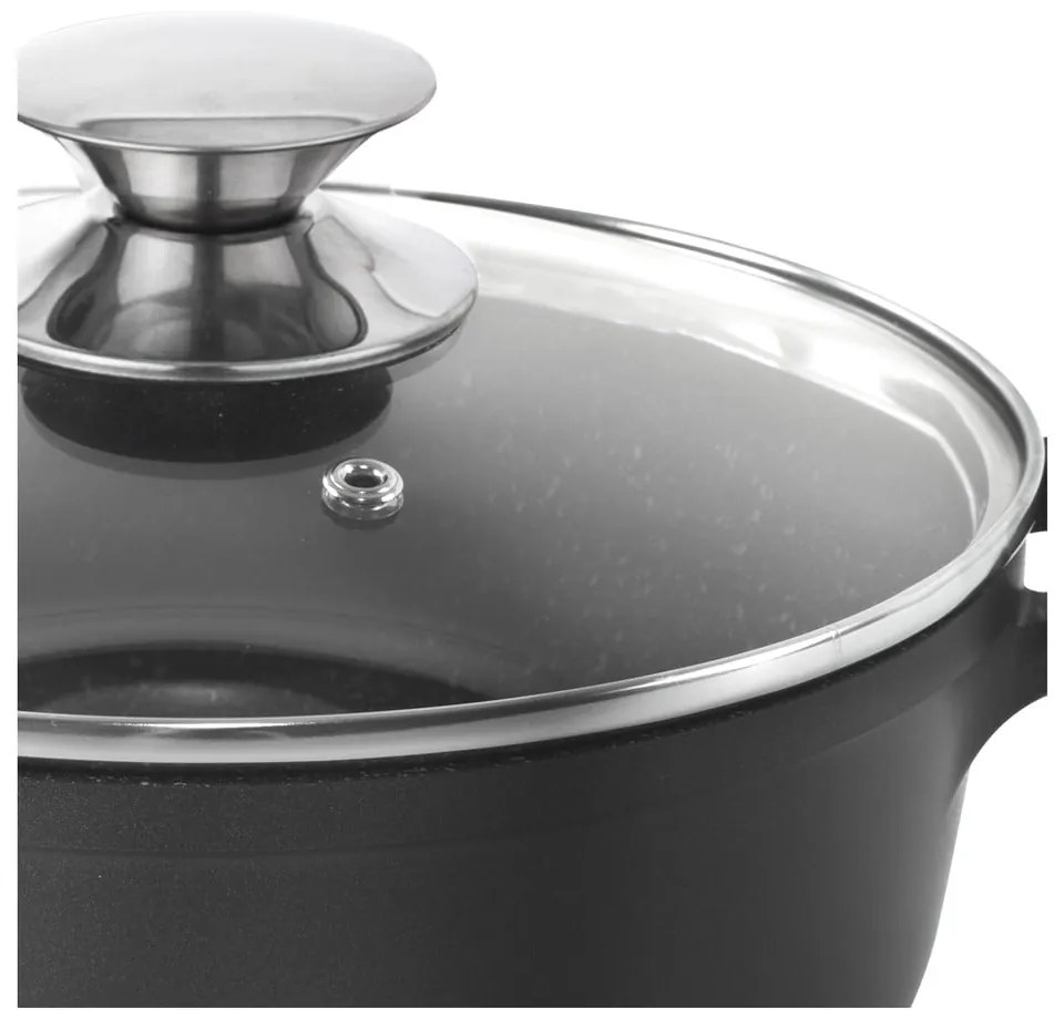 Pentola antiaderente Pfluon Granit con coperchio in vetro , ⌀ 24 cm Grande - Orion