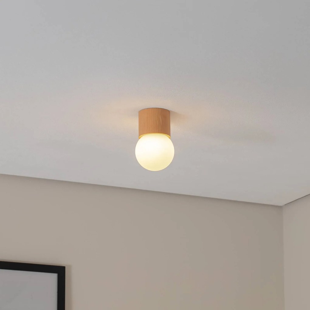 SOLLUX LIGHTING Plafoniera Boomo, Ø 12 cm, legno
