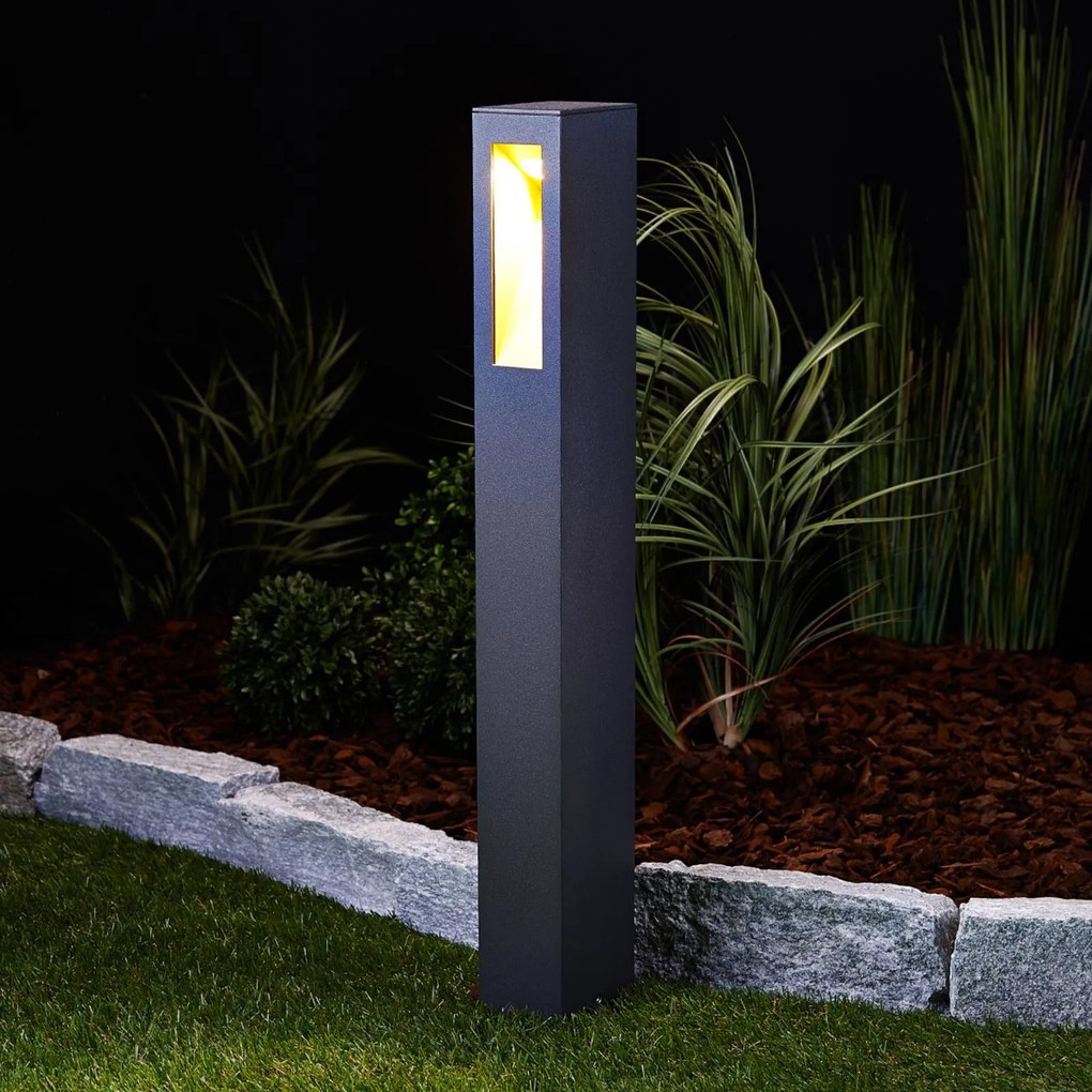 Lampioncino da giardino JENKE Lucande, Nero, Alluminio, Moderno, Lampada LED da esterni