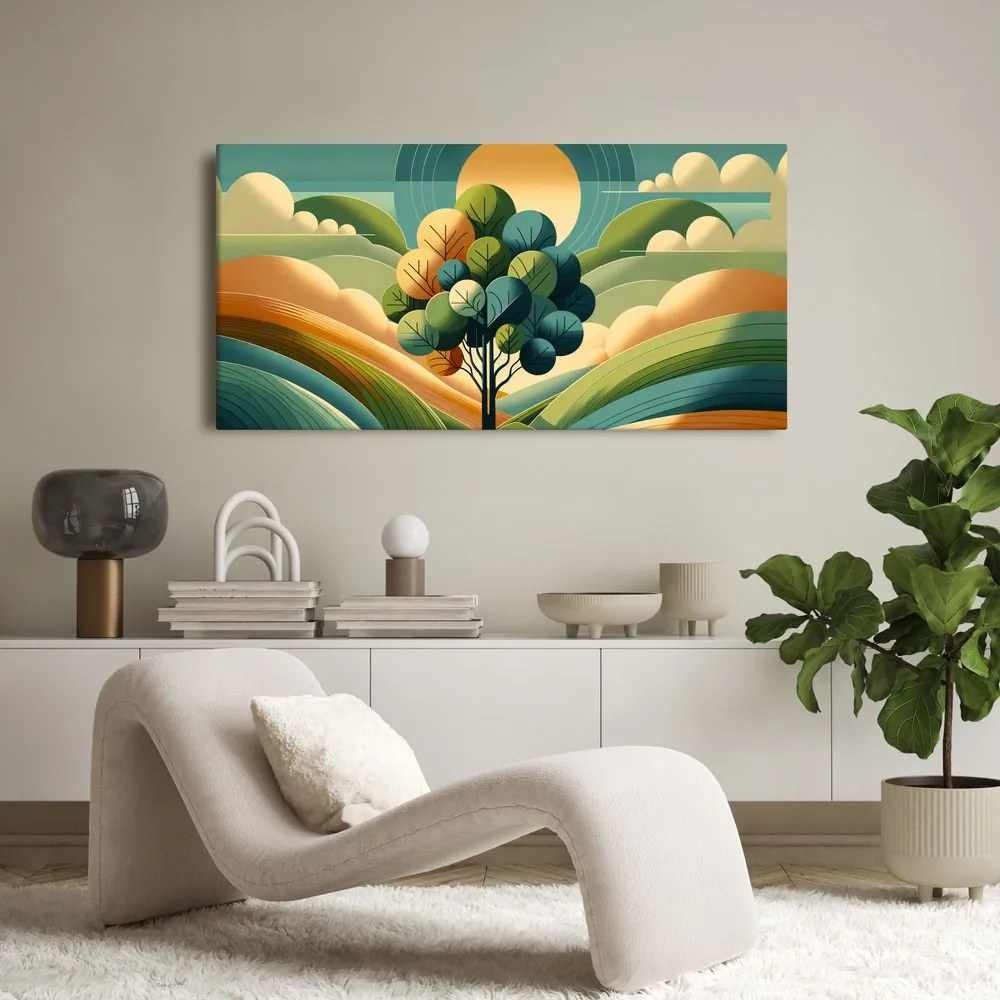 Quadro su tela – Albero della vita e sole in armonia