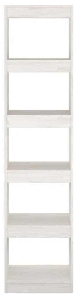 Libreria/divisorio bianco 40x30x167,5 cm in massello di pino