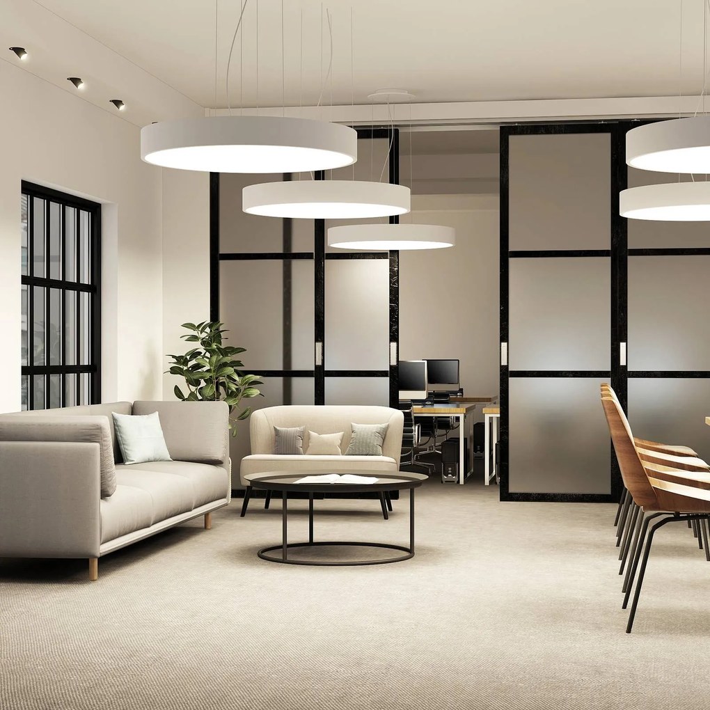 Arcchio Lampada LED a sospensione Noabelle, Ø 80 cm, bianco, metallo Noabelle Arcchio, dimmerabile, Bianco / Opale, Cucina, Metallo, Moderno