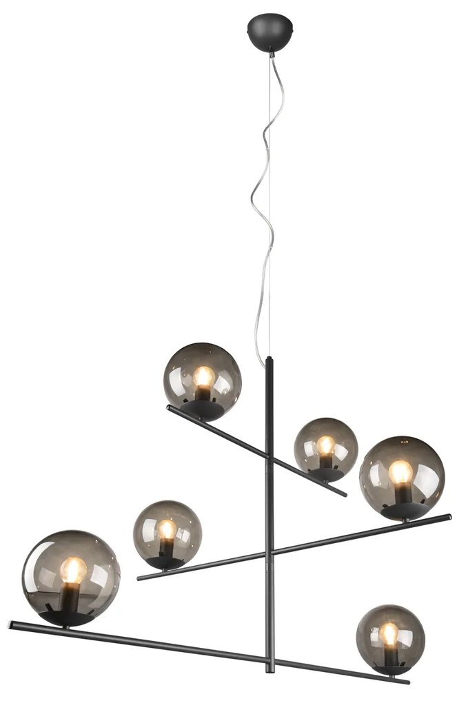 Lampadario 6 luci Pure nero fumé Trio