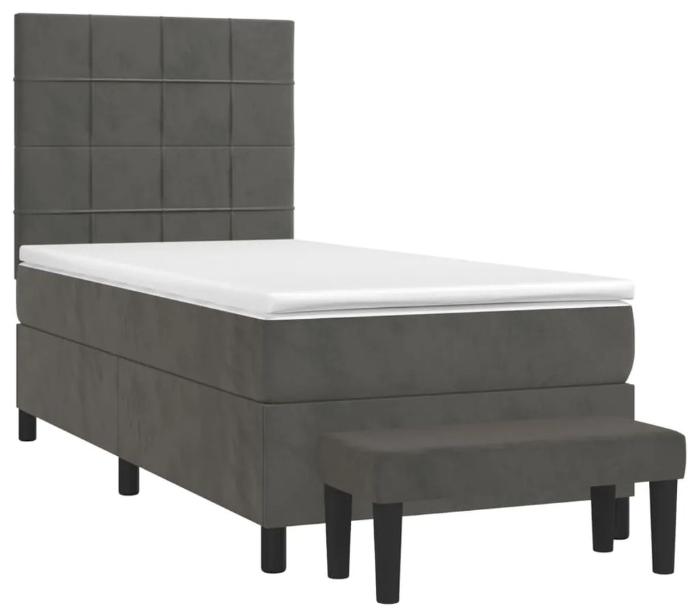 Giroletto a molle con materasso grigio scuro 100x200 cm velluto