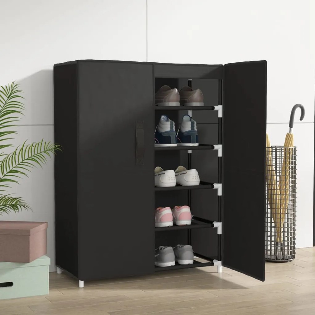 Scarpiera Nera 60x28x90 Cm Tessuto /