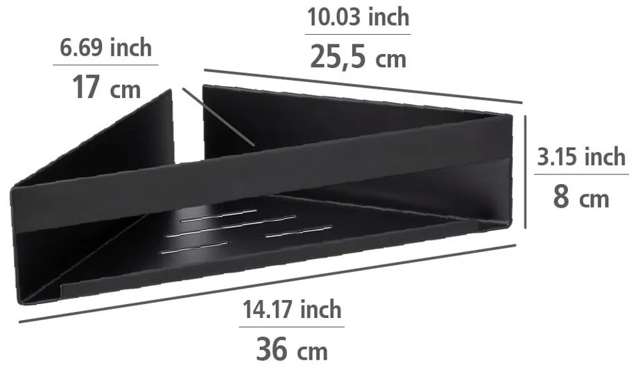 Mensola angolare autoportante per bagno in acciaio inox nero opaco Genova - Wenko