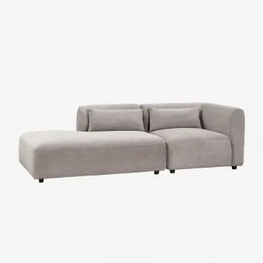 Divano Modulare Angolare In 2 Pezzi Fogler Con Chaise Lounge Sinistra Velluto A Coste Grigio Talpa Chiaro - Sklum