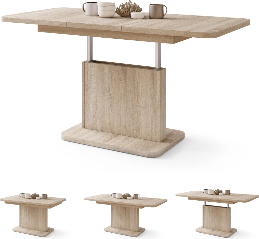 ASTON MINI-Z Rovere Sonoma - MODERNO TAVOLINO DA SALOTTO TRASFORMABILE ALLUNGABILE SOLLEVABILE