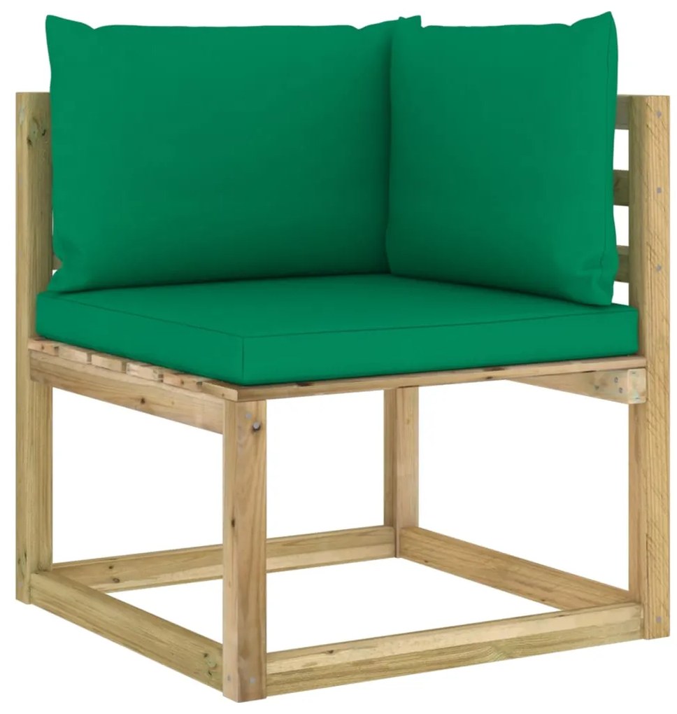 Divani angolari da giardino &amp; cuscini 2pz pino impregnato verde