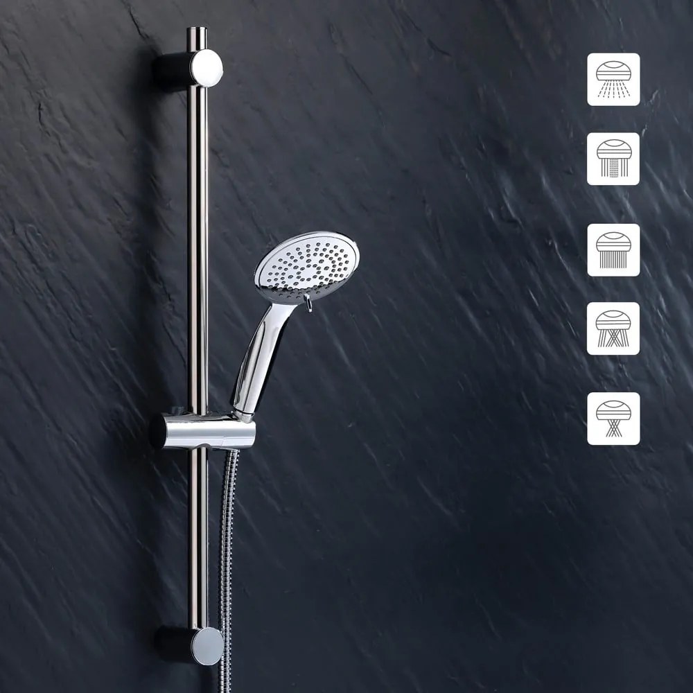 Set per doccia color argento opaco in plastica con doccetta 70 cm Hydro – douceur d'intérieur