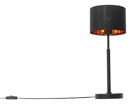 Lampada da tavolo moderna con paralume in tessuto nero e oro - VT 1