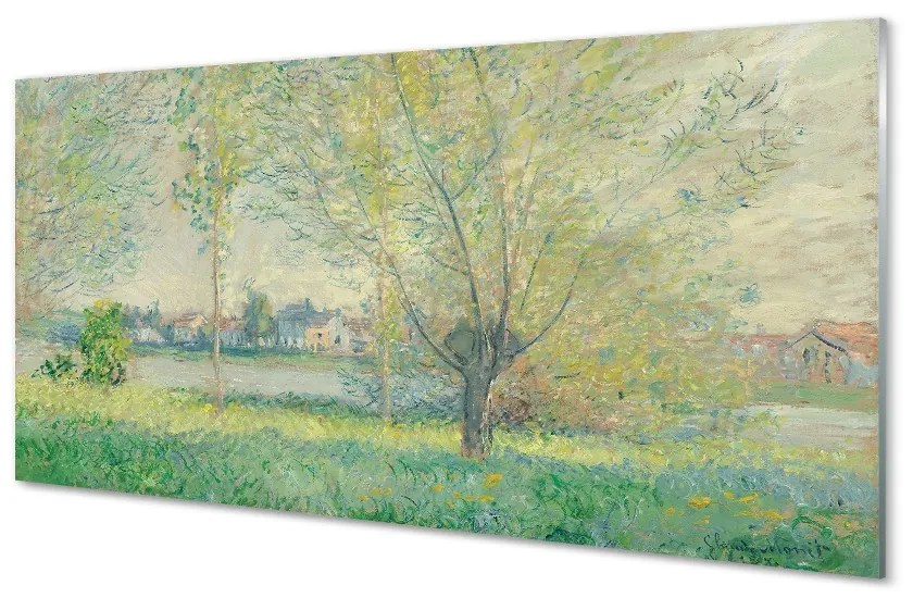 Quadro vetro Salici - claude monet 100x50 cm 2 appendini