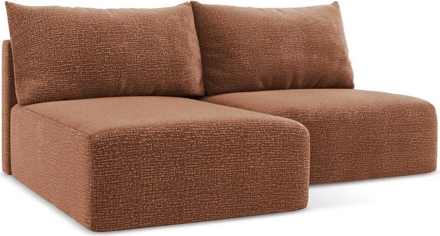 Divano angolare color mattone allungabile/con contenitore (con penisola a sinistra) Kalena – Makamii