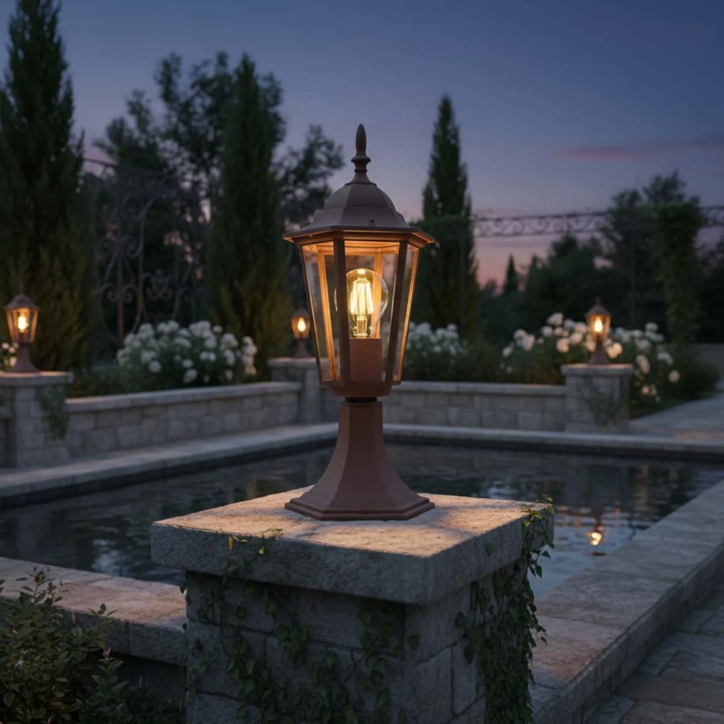 Paletto Lanterna Vintage 40cm E27 IP54 Corten - Serie Tosca