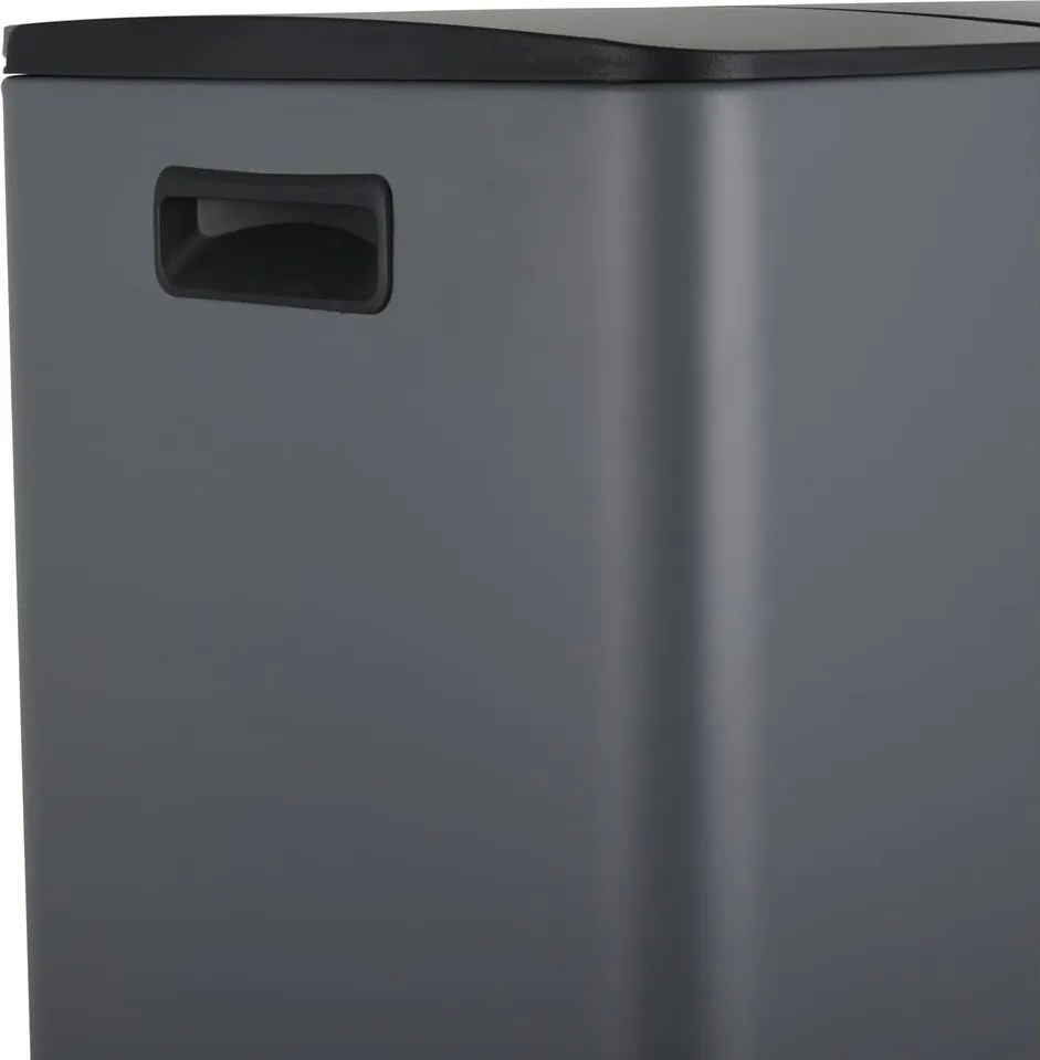 Cestino per la spazzatura grigio scuro in acciaio per raccolta differenziata/con pedale 2x30 l Aliya – Spirella