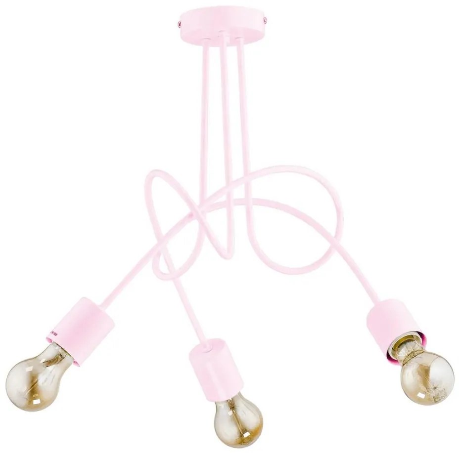 Lampadario a plafone per bambini TANGO 3xE27/60W/230V rosa