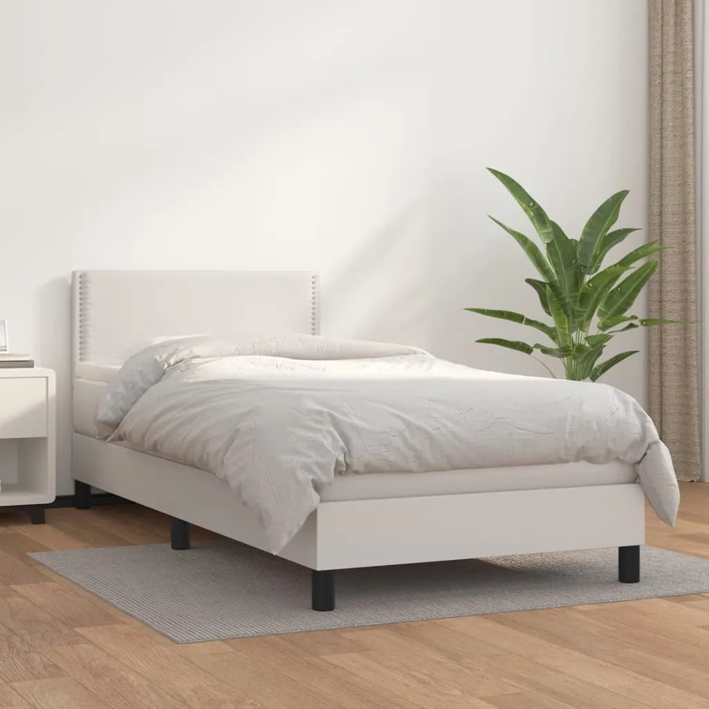 Giroletto A Molle Con Materasso Bianco 100x200 Cm İn Similpelle /