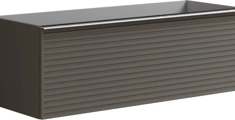 Mobile da bagno sospeso sotto lavabo Pixel stripes 2 cassetti L 120 x H 40 x P 45.5 cm grigio carbone e maniglia alluminio brillante
