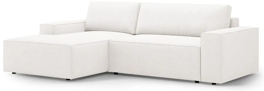 Divano letto angolare bianco in tessuto bouclé (angolo sinistro) Jodie - Micadoni Home