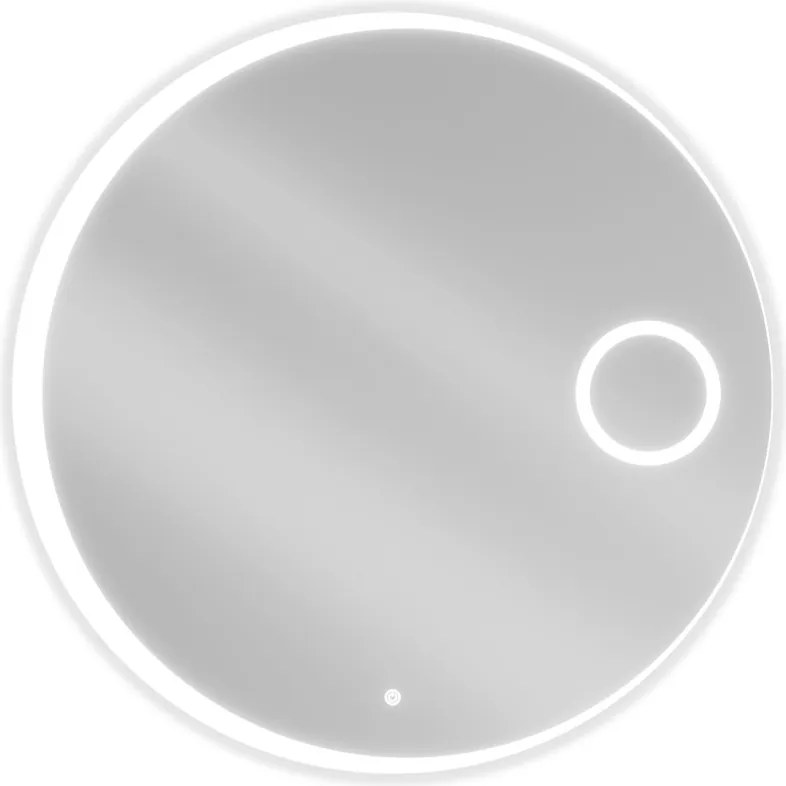 Mexen Ella specchio da bagno retroilluminato con specchietto cosmetico, rotondo 90 cm, LED 6000K, antiappannamento