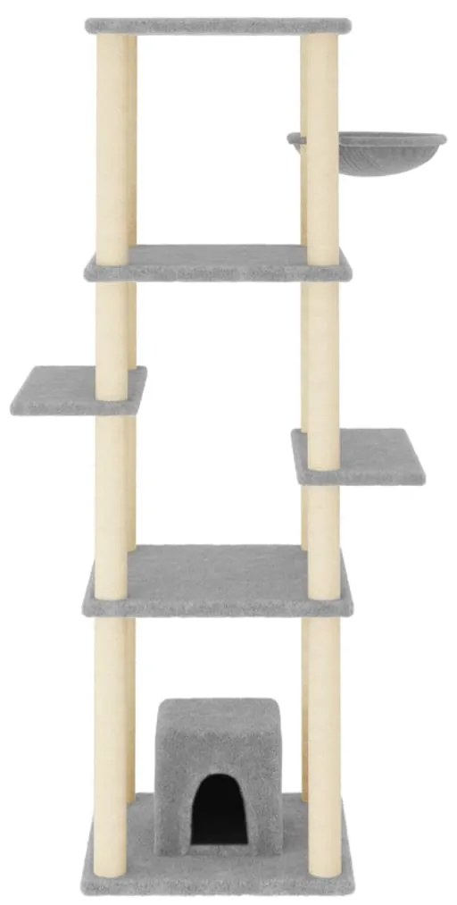 Albero per gatti con tiragraffi in sisal grigio chiaro 154 cm