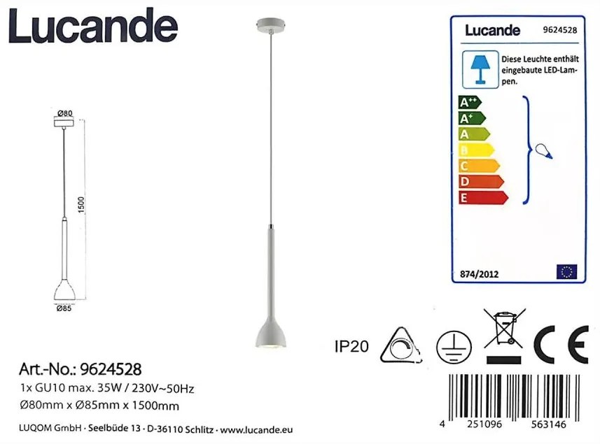 Lucande - Lampadario a sospensione con filo NORDWIN 1xGU10/35W/230V