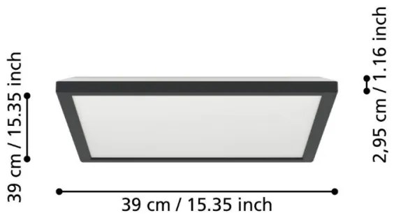Eglo 901443 -Plafoniera LED da esterno ROVITO 17,6W/230V 39x39 cm IP44 nero