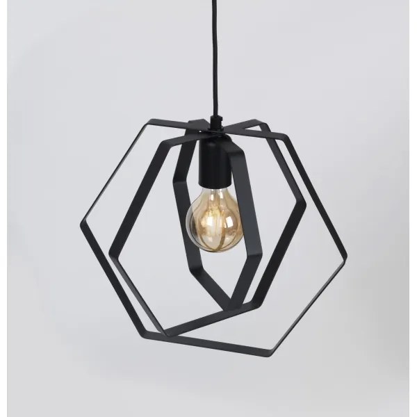 Lampadario su filo HEXAGON 3xE27/60W/230V nero
