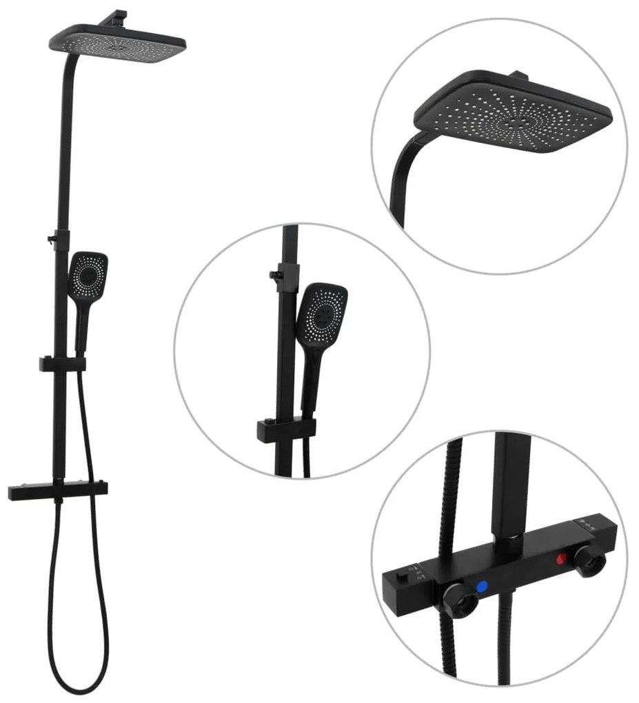 Set Soffione Doccia Duale Con Miscelatore E Tubo Ottone Nero /