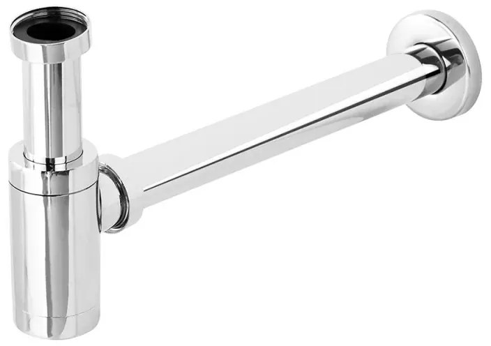 Sifone lavabo a canna tonda cromato completo di piletta click clack universale