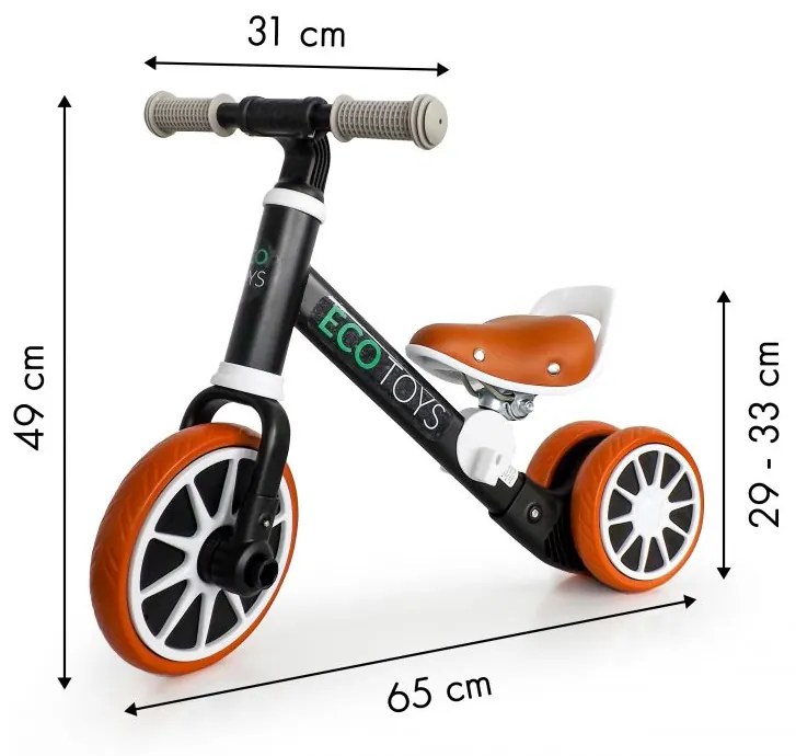 Triciclo di equilibrio per bambini in nero ECOTOYS