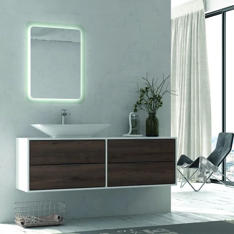 Kamalu - Mobile bagno lungo 120cm bicolore con 4 cassetti scorrevoli SPR-120C4